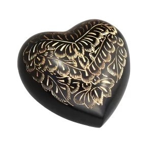 Vintage Black and Gold Pattern Heart Keepsake Urn